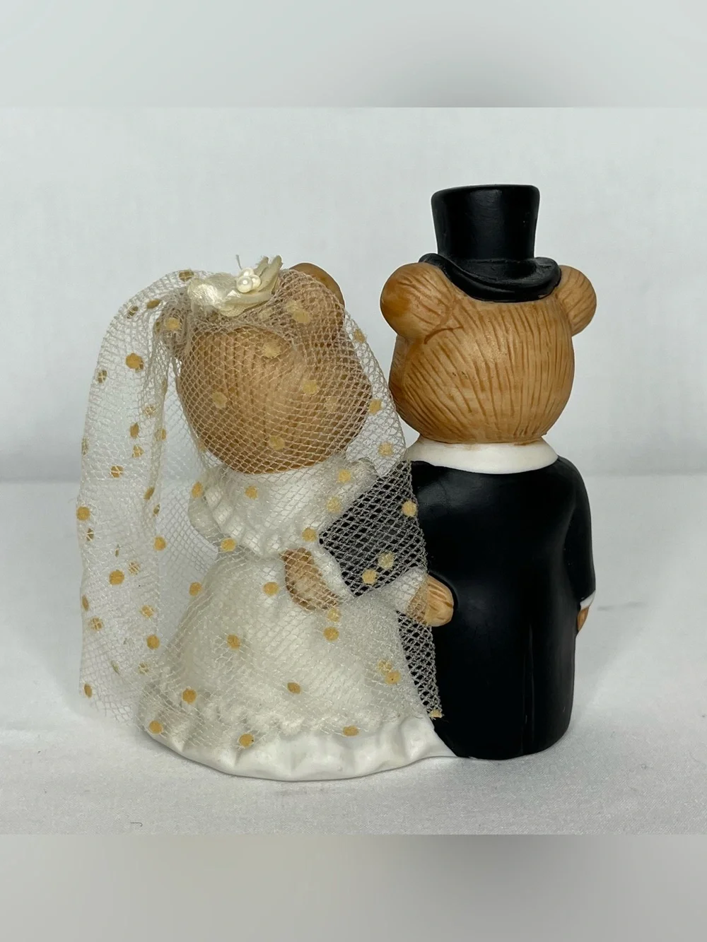 Vintage Homco #1424 Porcelain Teddy Bear Bride and Groom. 3.75